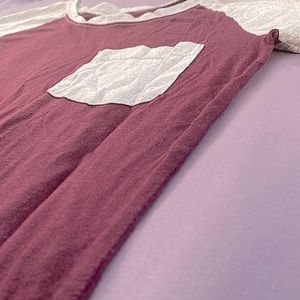 maroon shirt with a pocket